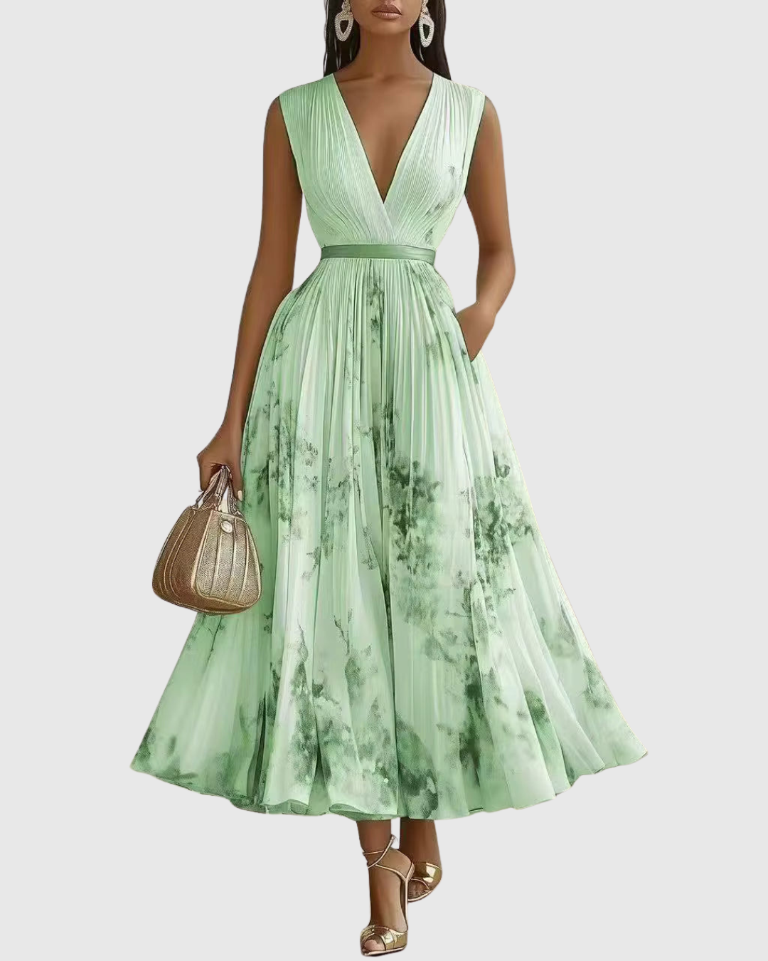 Women's Elegant Pleated Maxi Dress | Seralynn™ View 14