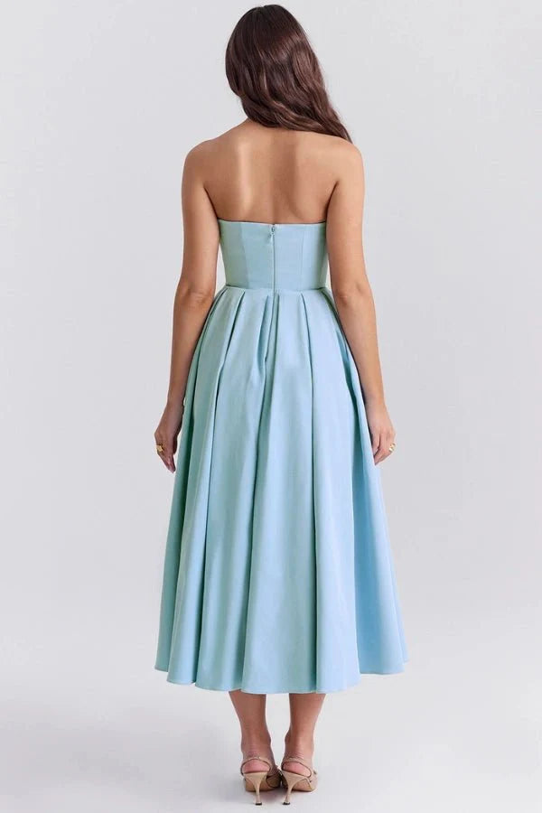 Women's Corseted Wedding Guest Dress | Midi | Bellaviera™ Detail