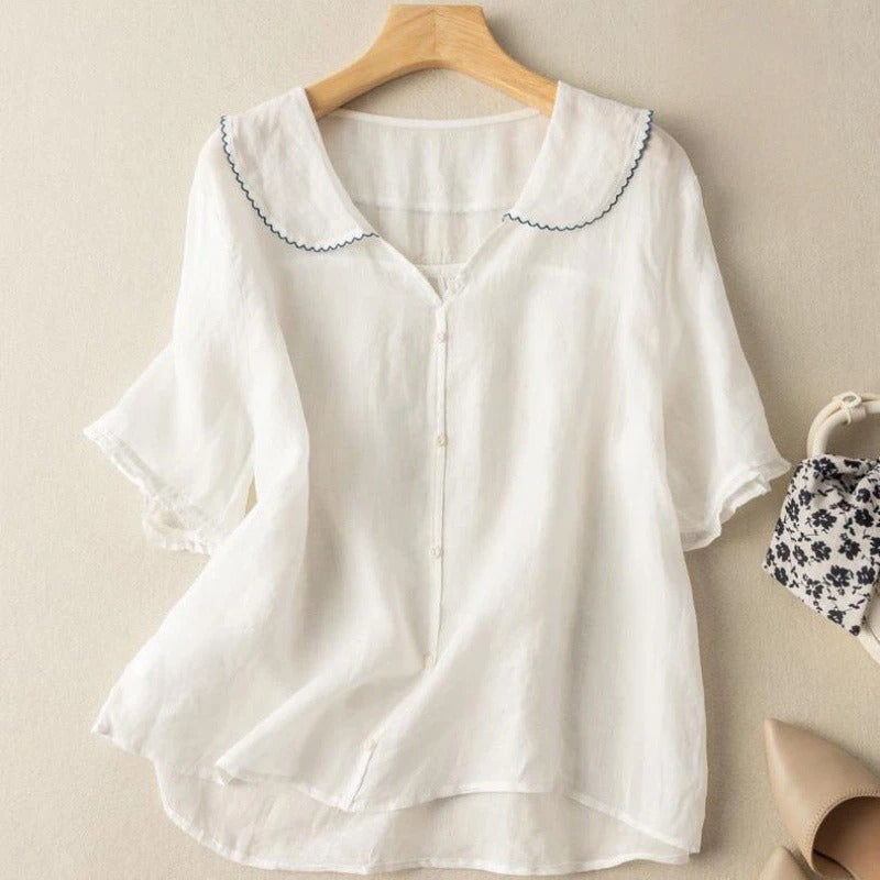 Women's Button Detail Vintage Blouse | Seraphine™ Back