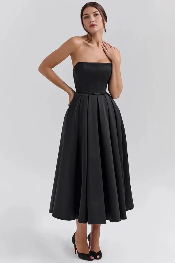 Women's Corseted Wedding Guest Dress | Midi | Bellaviera™ View 16