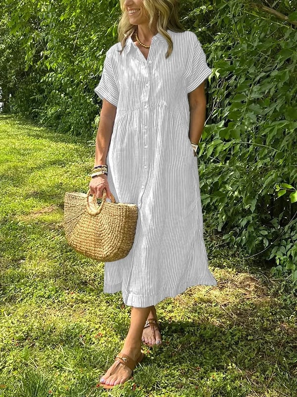 Women's Striped Shirt Dress | Valentara™ Front