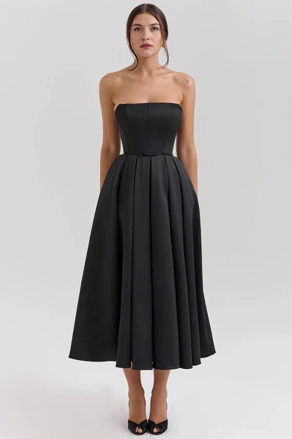 Women's Corseted Wedding Guest Dress | Midi | Bellaviera™ View 17