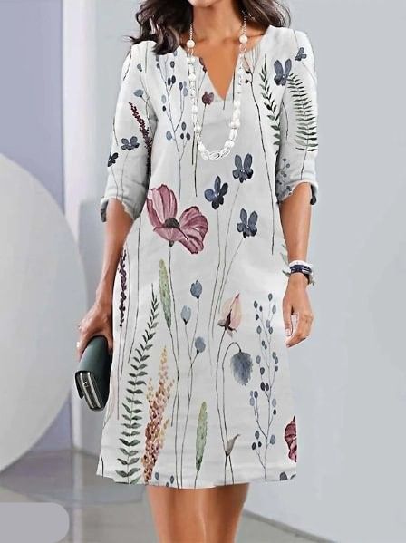 Women's Floral Print Double Tunic Dress | Bellavina™ Front