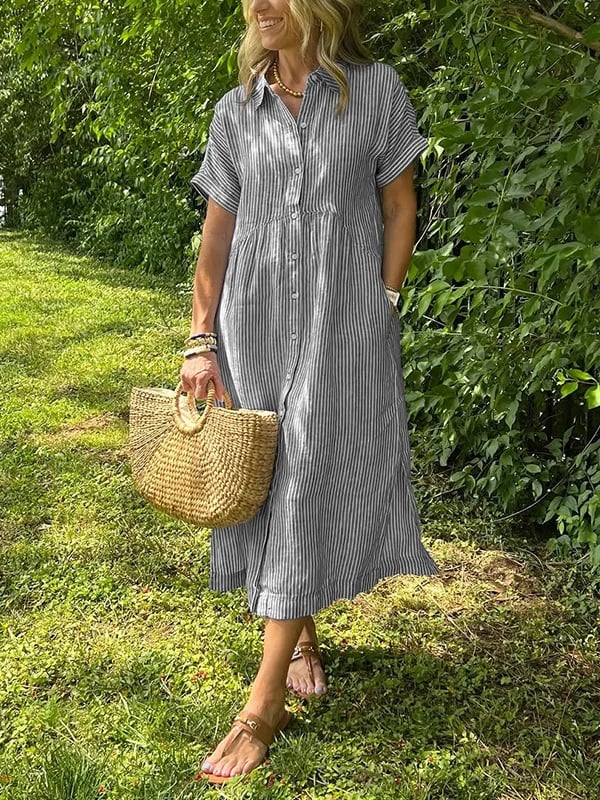 Women's Striped Shirt Dress | Valentara™ Alternate