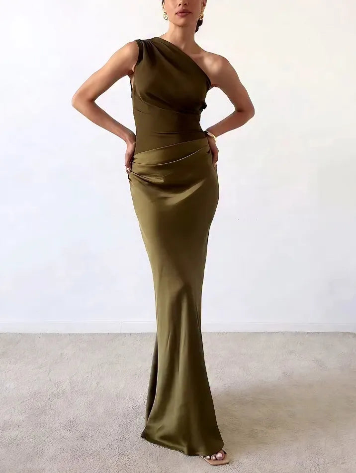 Women's Elegant Pleated Party Maxi Dress | Rivienne™ Front