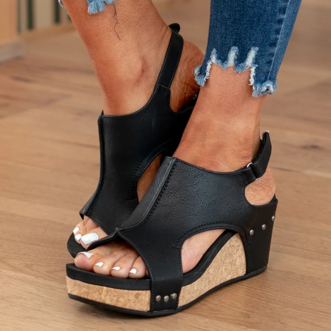 Sandals Women's Suede Orthopedic | Wedge | Mirabelle™ Close Up