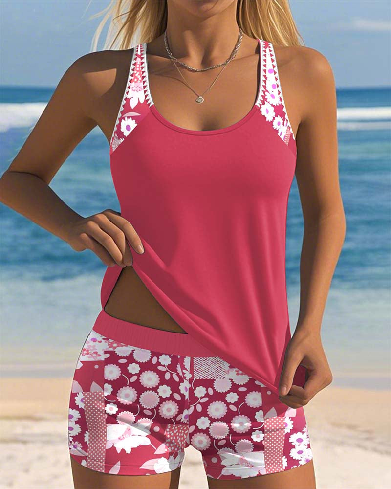 Women's Comfortable Two-Piece Swimsuit | Floral | Seralyx™ Hero