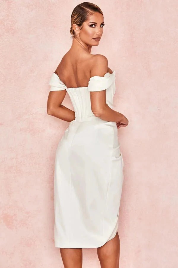 Women's Satin Wedding Guest Dress | Corset | Thessadora™ Front
