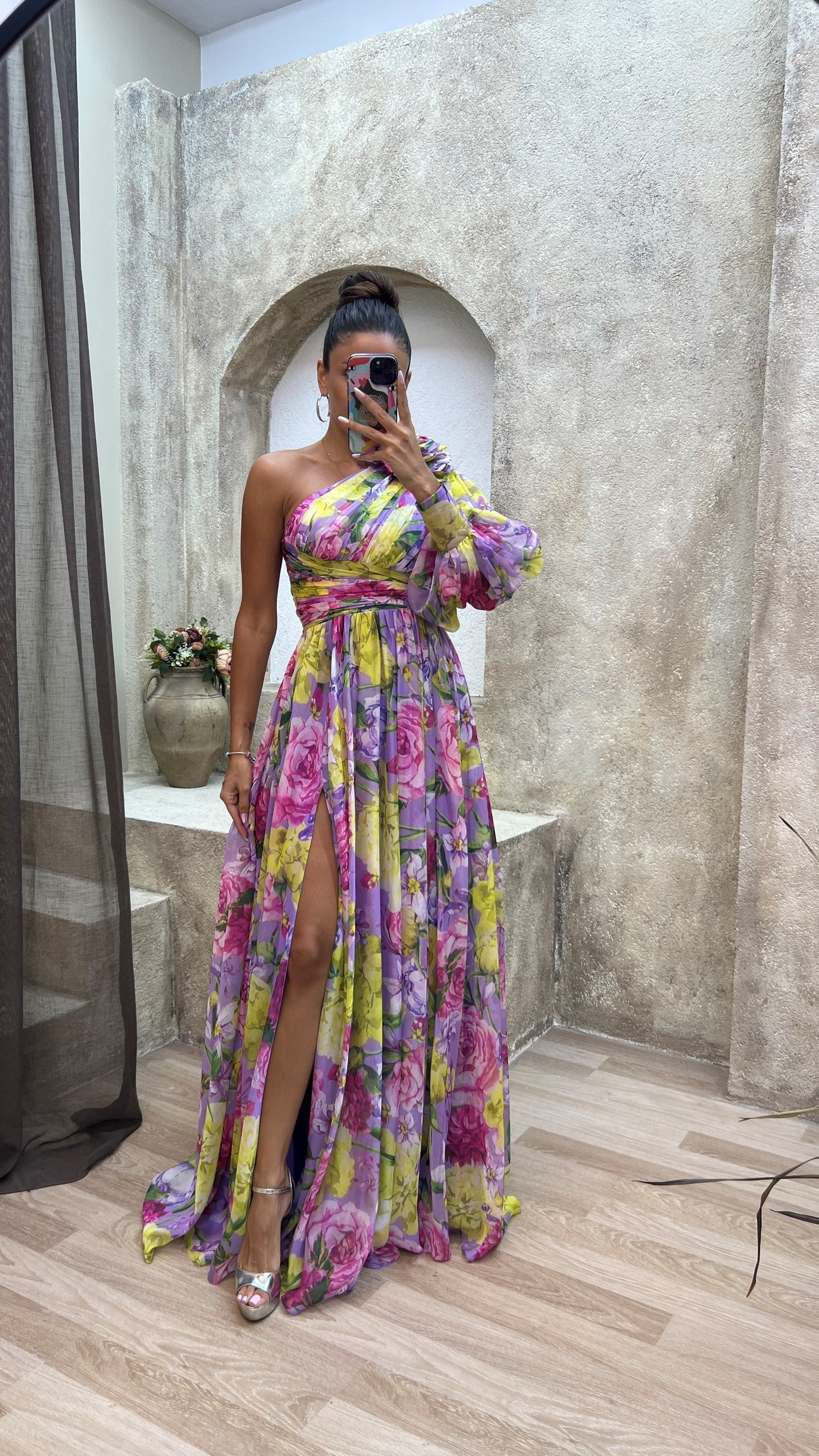 Women's Elegant Flowy Maxi Dress | Graduation | Serellia™ Close Up