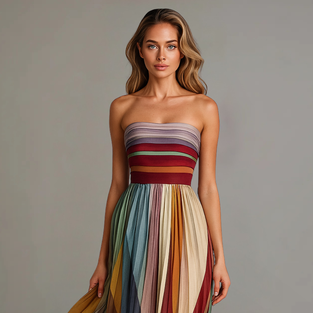 Women's Holiday Glam Maxi Dress | Strapless | Celeste™ Front