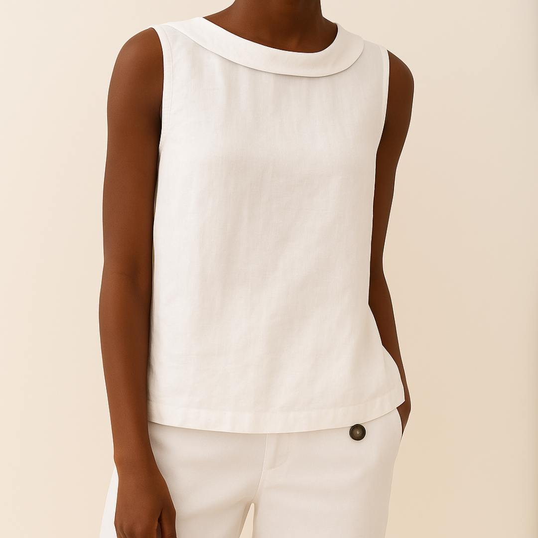 Women's Sleeveless Collar Top | Vivienne™ Close Up