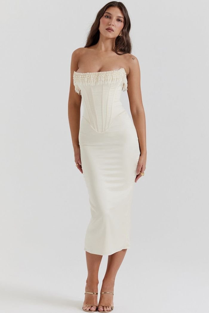 Women's Embellished Strapless Wedding Guest Dress | Maralexia™ Front
