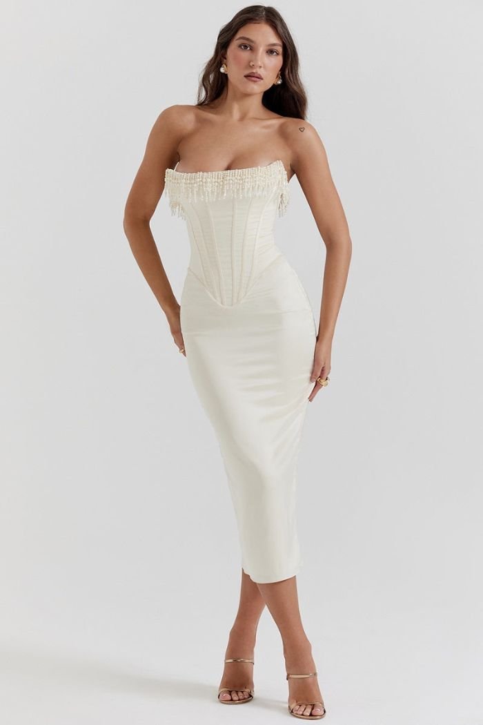 Women's Embellished Strapless Wedding Guest Dress | Maralexia™ Hero