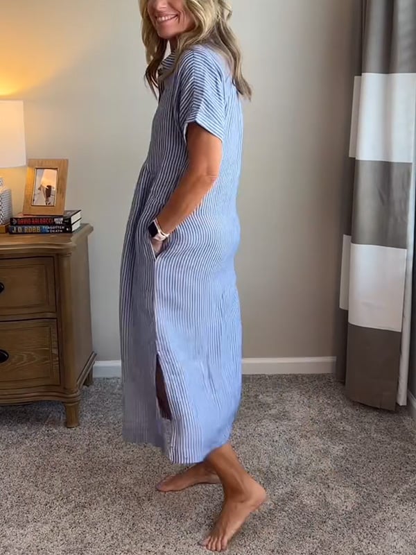 Women's Striped Shirt Dress | Valentara™ View 12