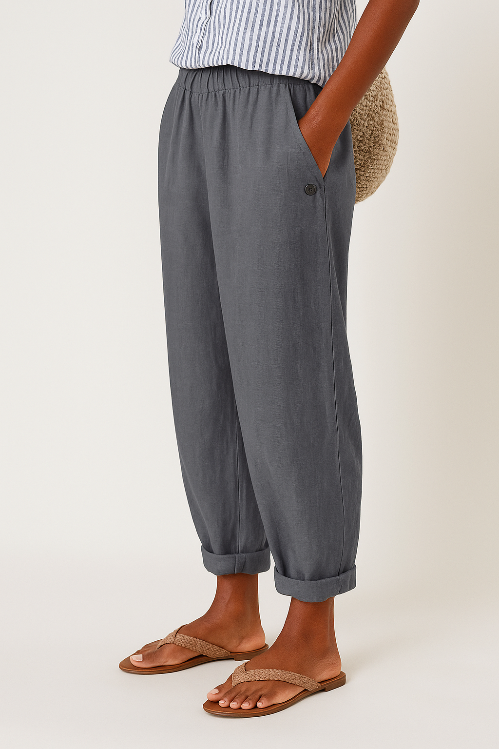 Women's Stylish Linen Pants | Side Pockets | Seraphine™ Back