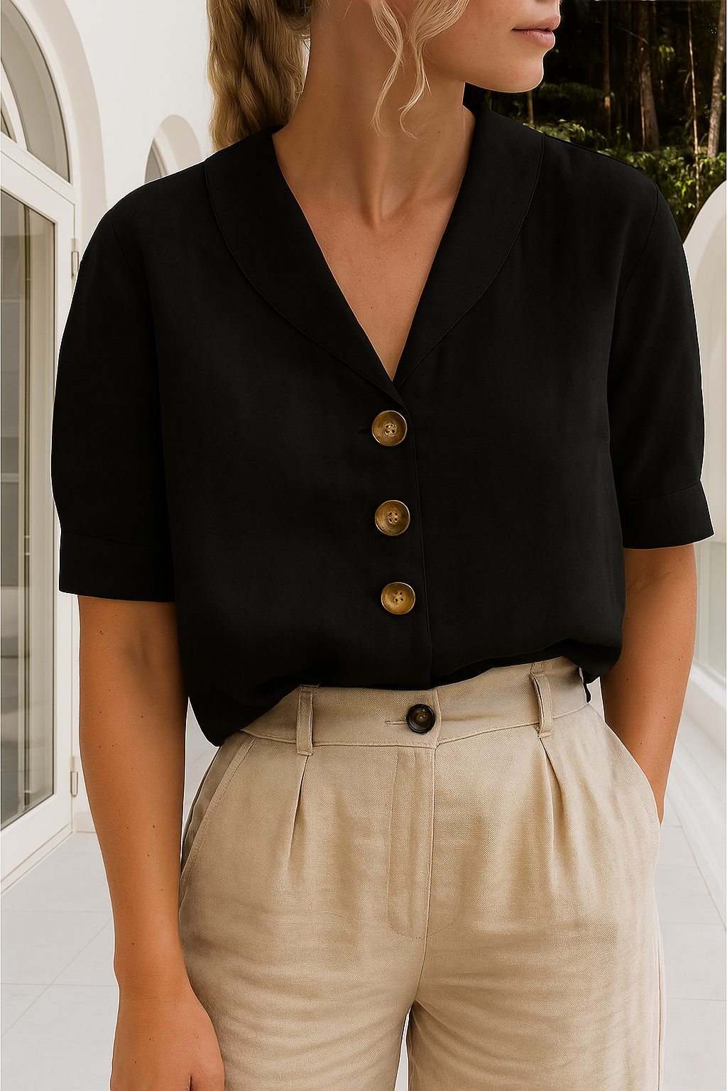 Women's Wrap Elegant Blouse | Florentine™ Detail