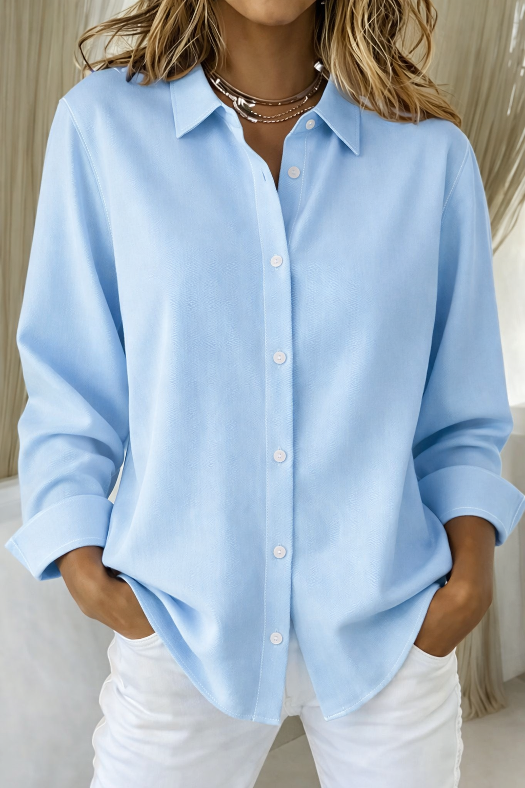 Women's Elegant Blouse | Button Down | Miraven™ Close Up