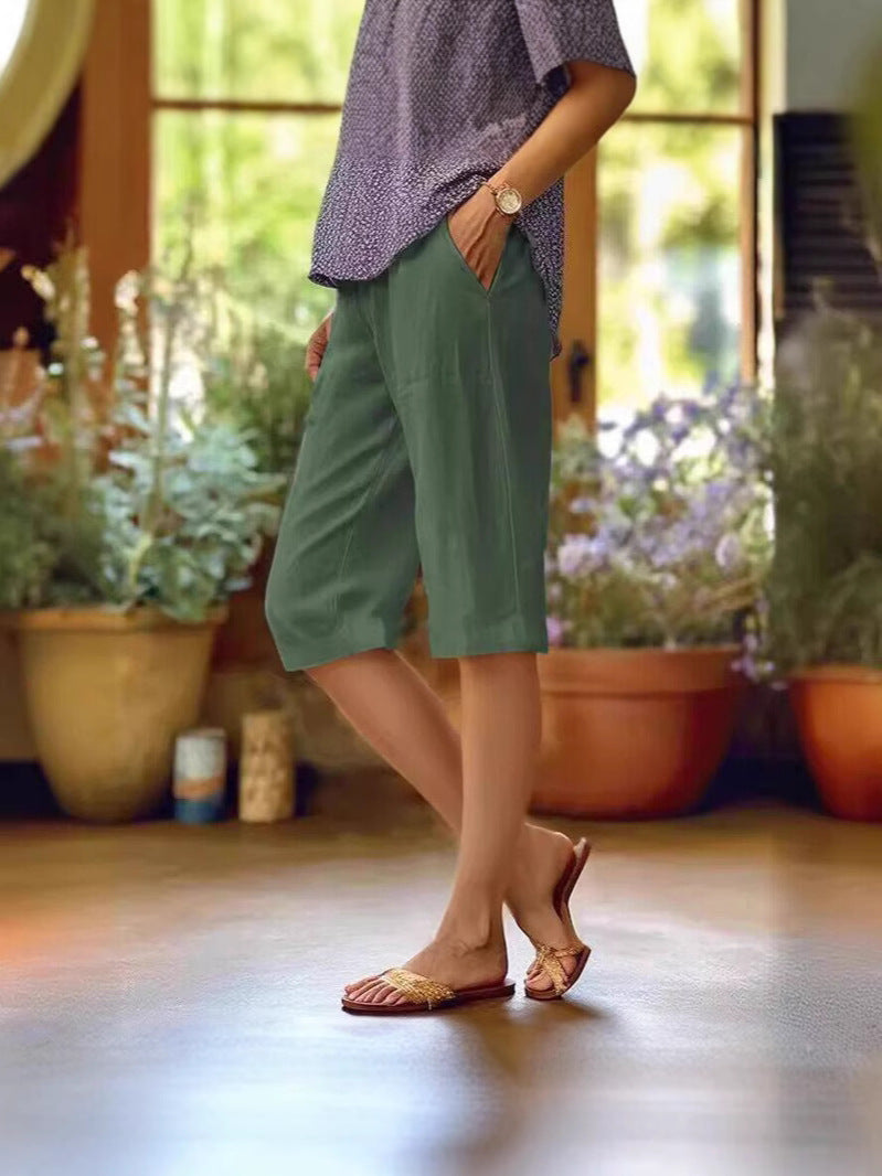 Women's Light Linen Summer Shorts | Zelaia™ Side