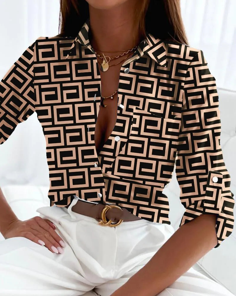 Women's Elegant Blouse | Artistic Print | Rosalind™ Detail