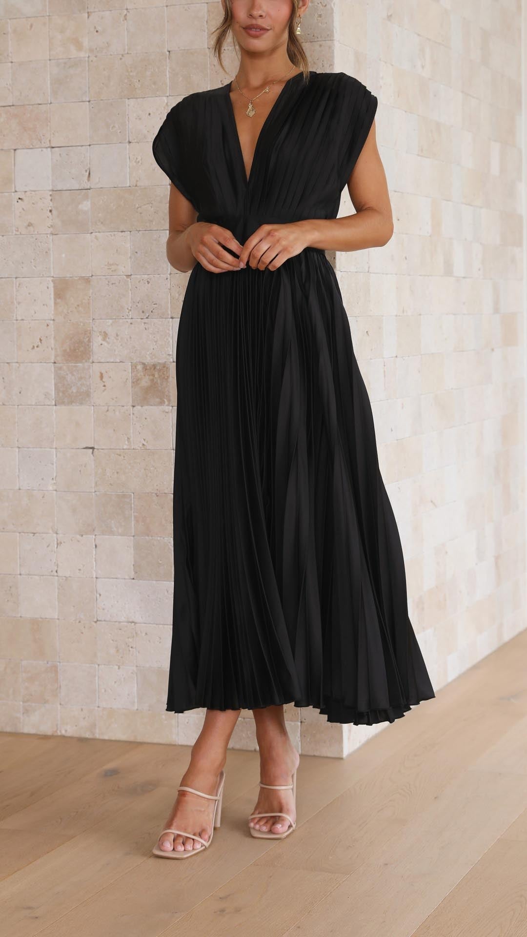 Women's Elegant Pleated Maxi Dress | Seraphine™ View 13