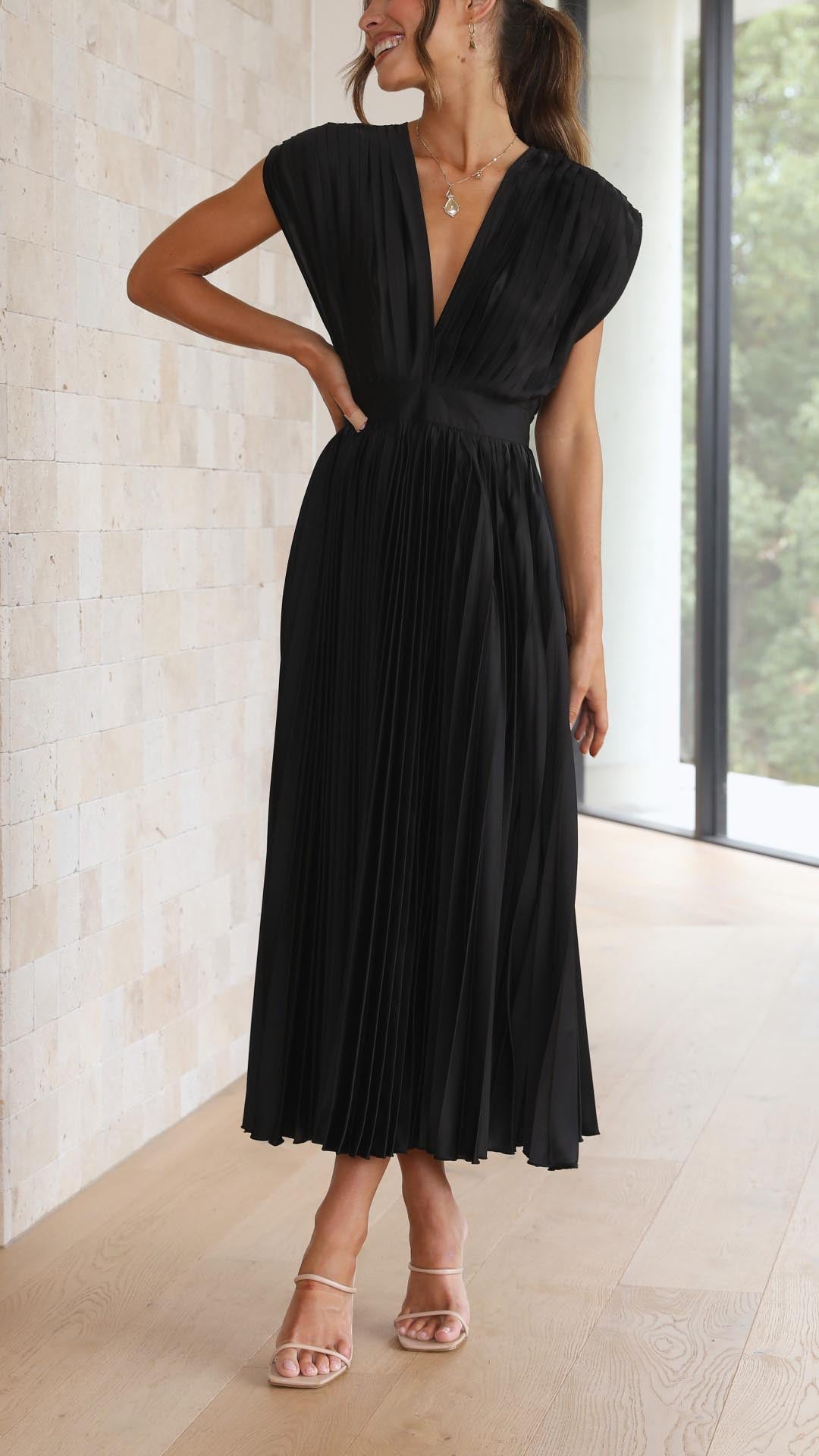 Women's Elegant Pleated Maxi Dress | Seraphine™ View 14