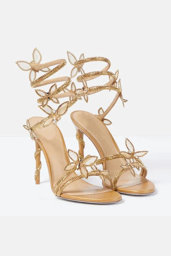 Women's Butterfly High Heels | Embellished | Seralynne™ Close Up