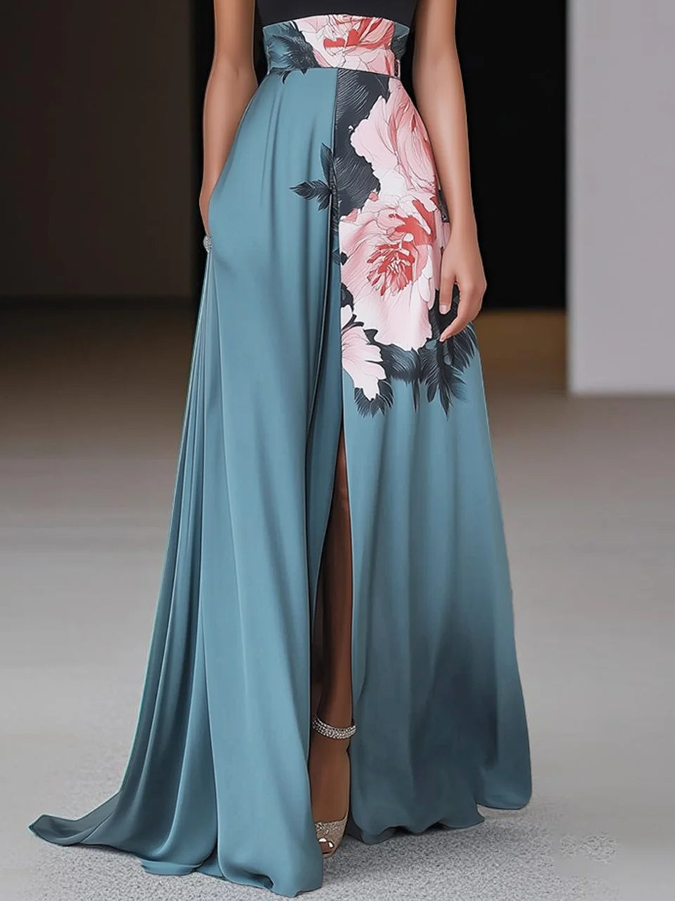 Women's Floral Sleeveless Maxi Dress | Seraphina™ Detail