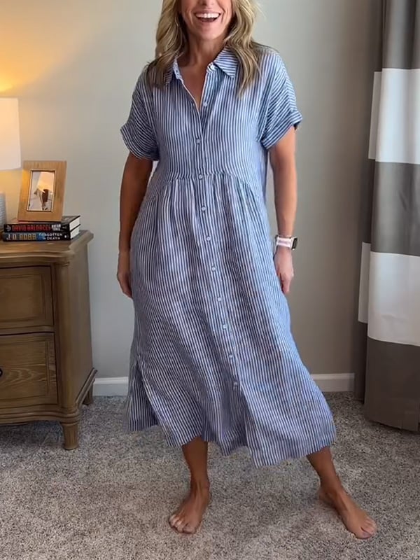 Women's Striped Shirt Dress | Valentara™ View 11