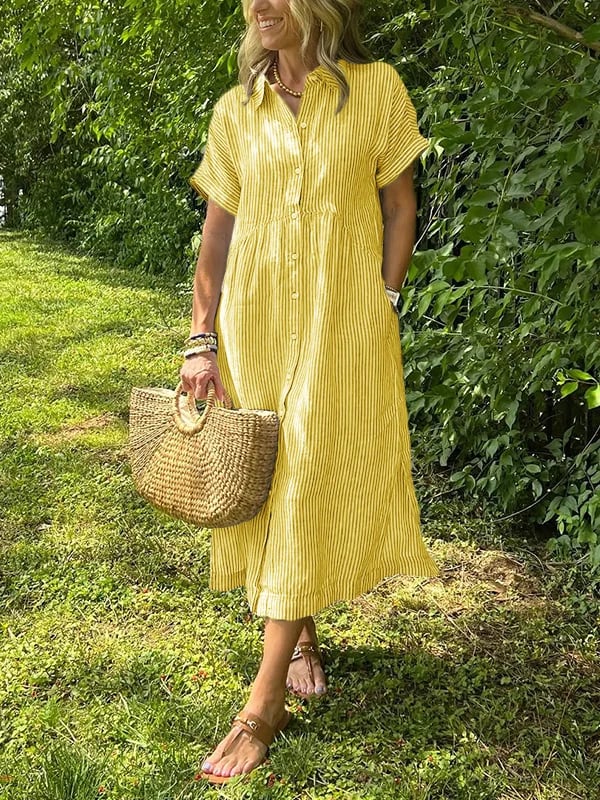 Women's Striped Shirt Dress | Valentara™ Angle