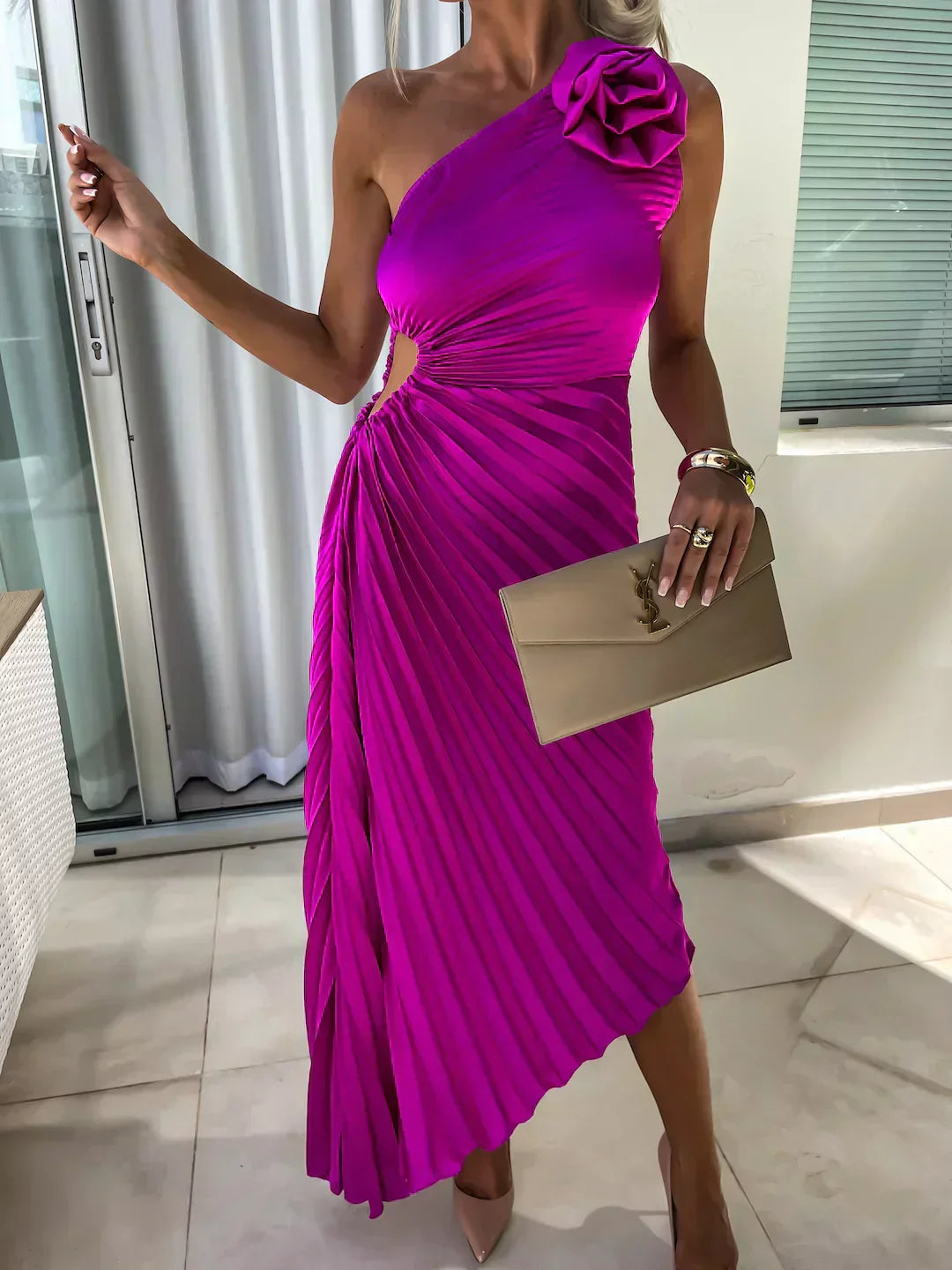 Women's One Shoulder Pleated Dress | Graduation | Seralina™ Alternate