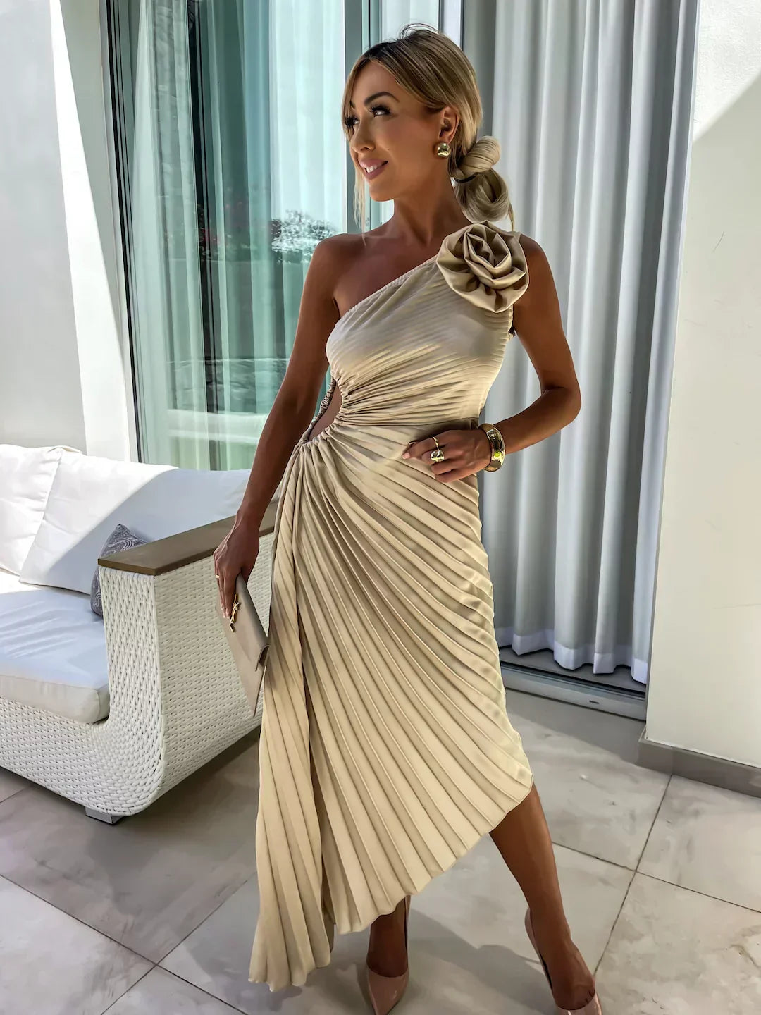 Women's One Shoulder Pleated Dress | Graduation | Seralina™ View 12