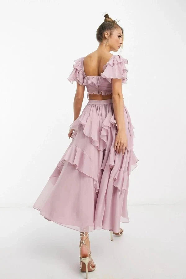 Women's Ruffle Corset Set | Tiered Skirt | Thessyria™ Detail