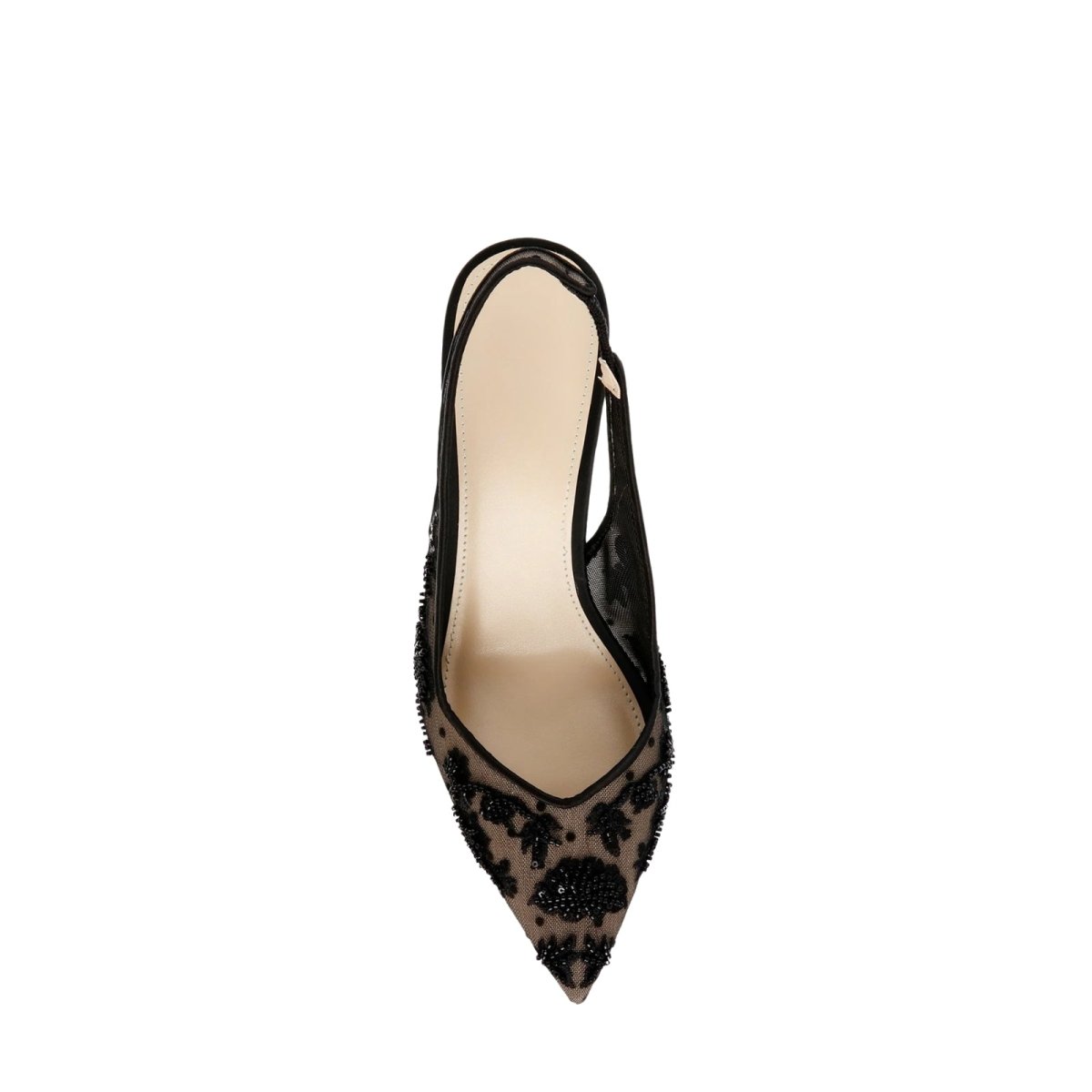 Women's Beaded Slingback Pumps | Mesh Lace | Seraphielle™ Side