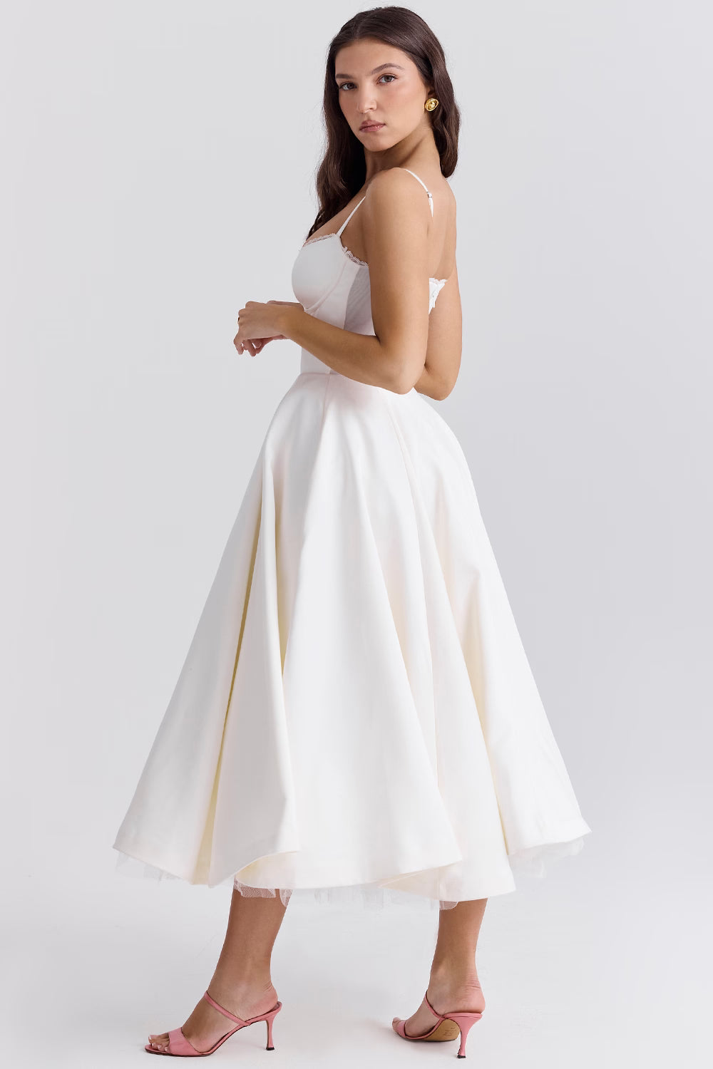 Women's Satin Wedding Guest Dress | Tulle | Aurelianna™ Close Up