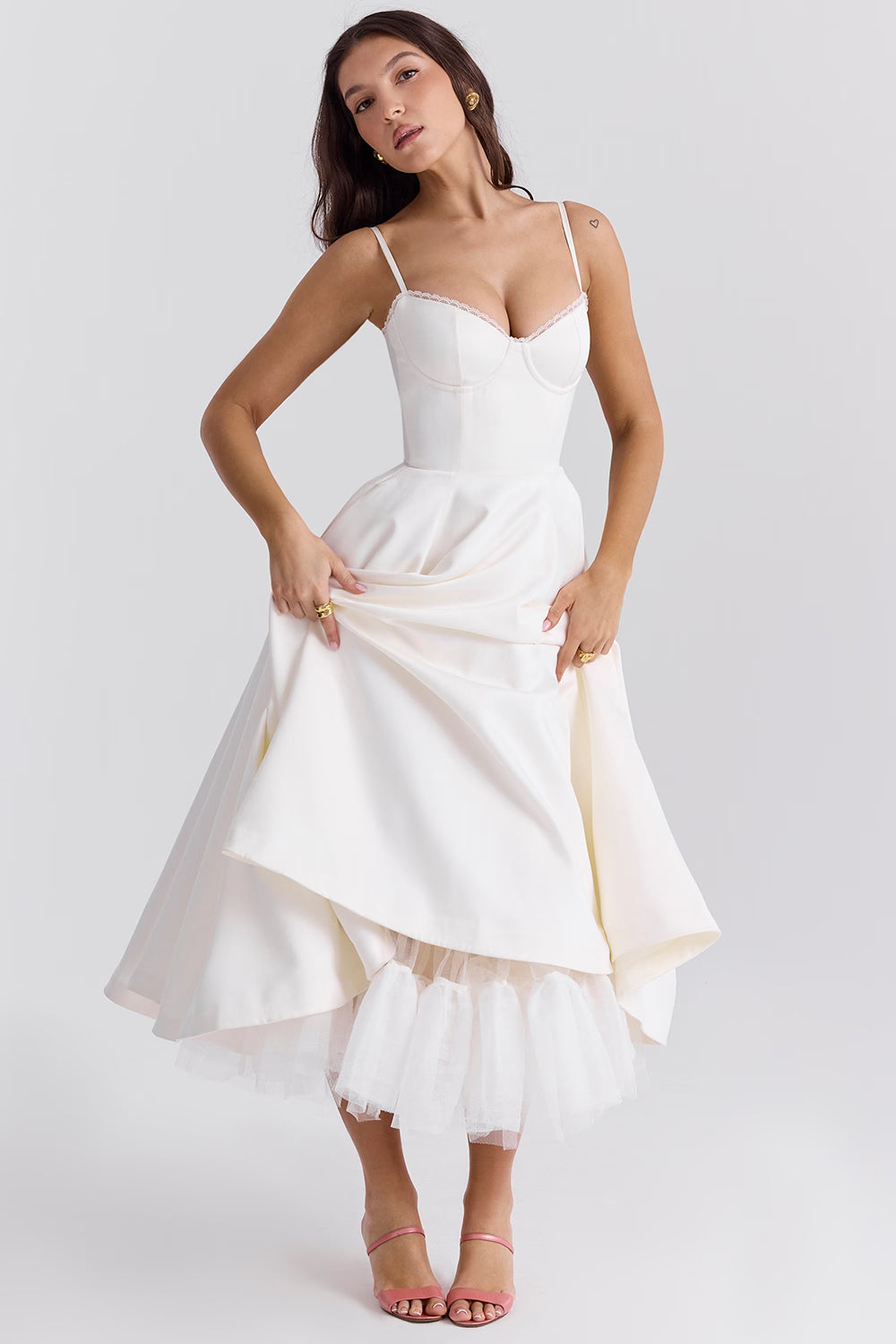 Women's Satin Wedding Guest Dress | Tulle | Aurelianna™ Side