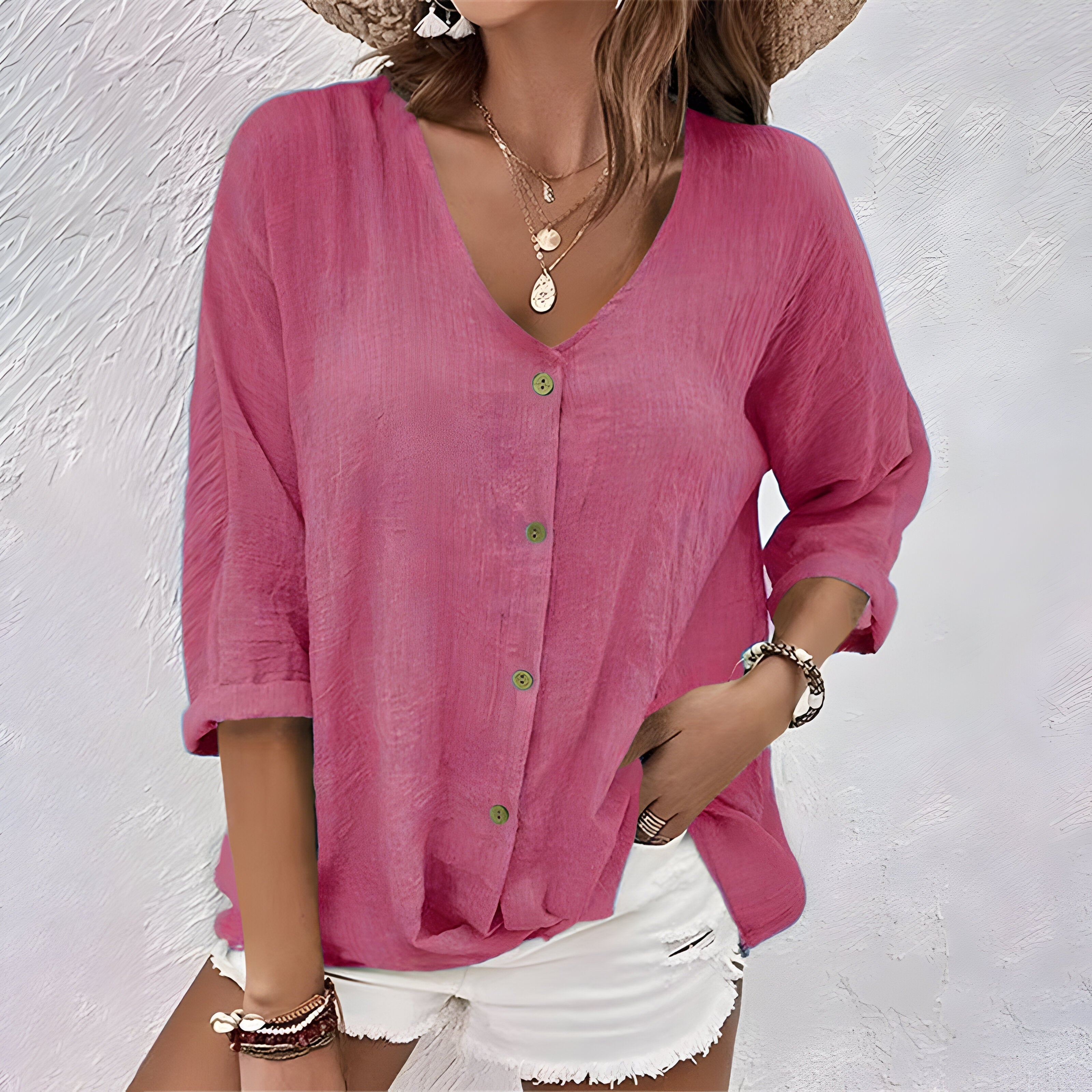 Women's Relaxed Button-Up Blouse | Seraphine™ Back