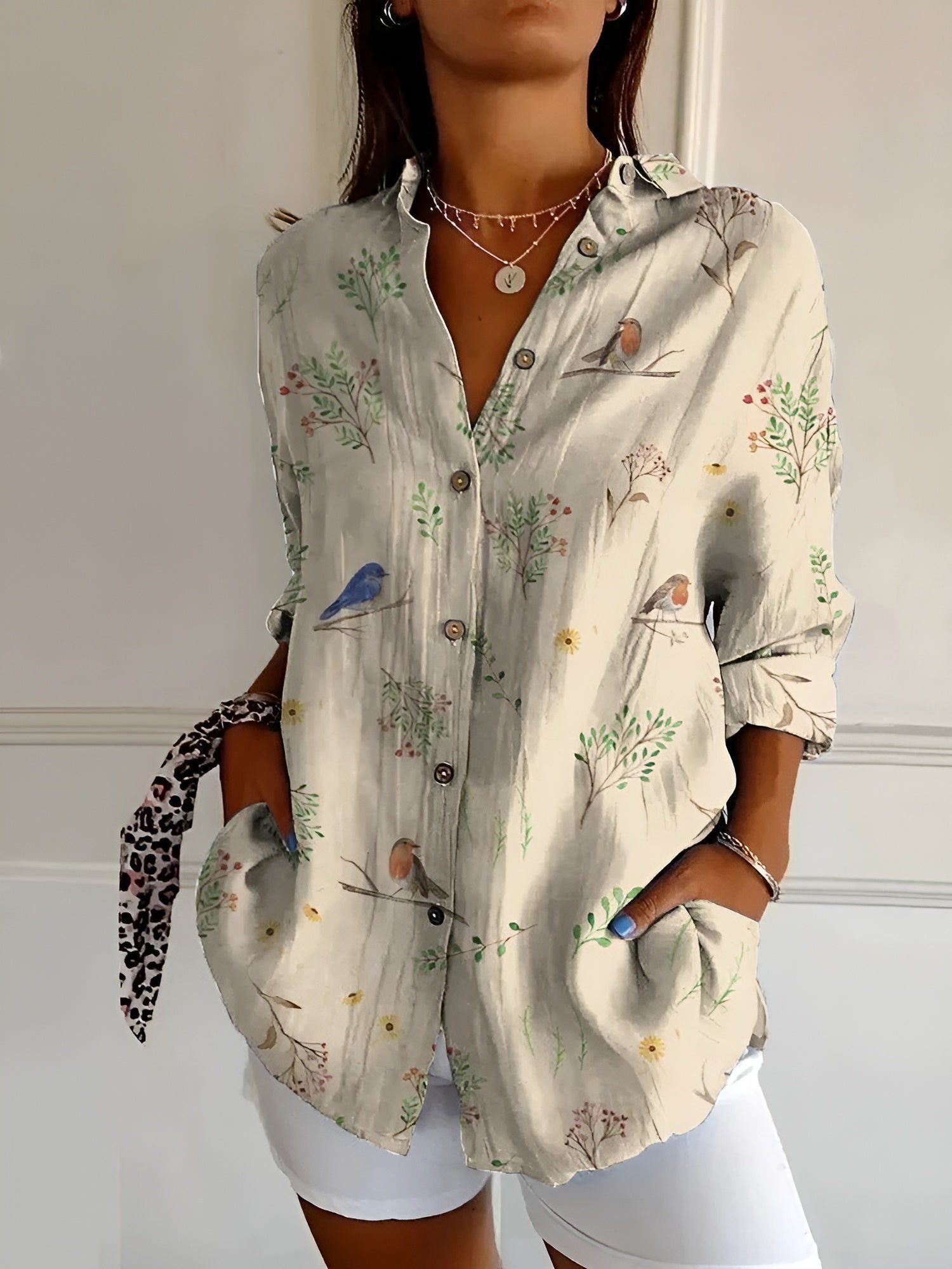 Women's Chic Blouse Whimsical Prints | Seraphine™ Back