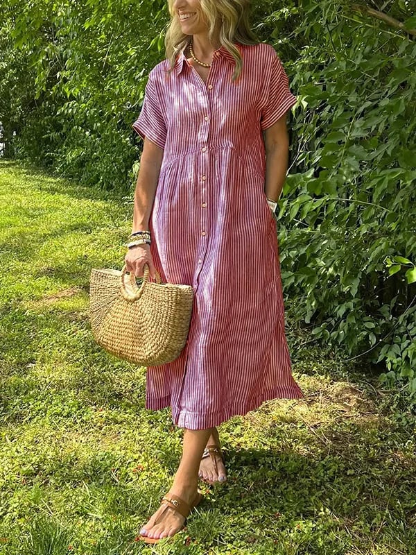 Women's Striped Shirt Dress | Valentara™ Side