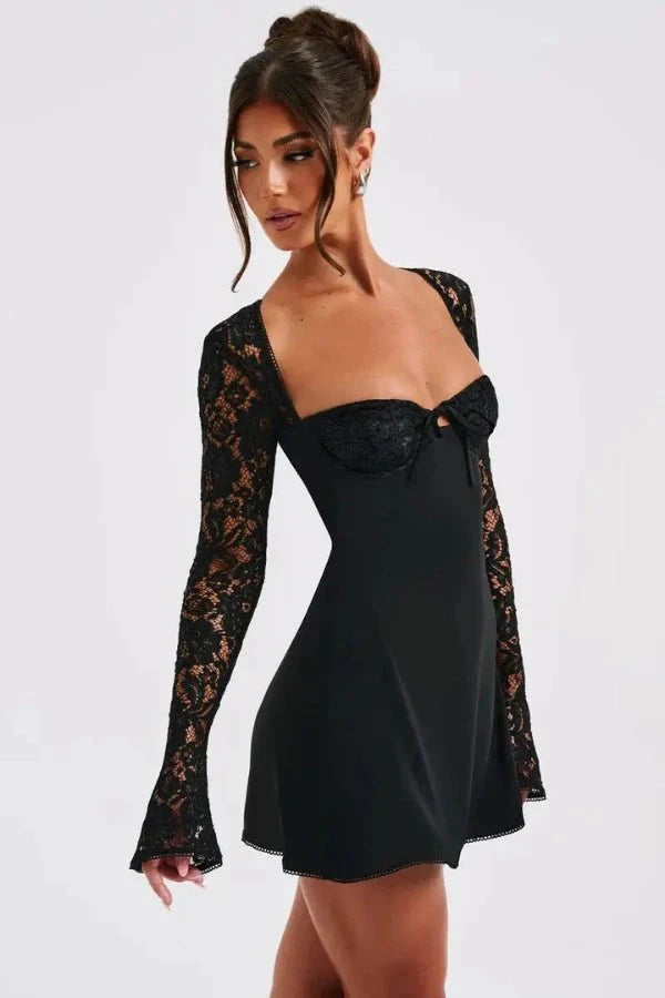 Women's Bodycon Mini Dress | Flared Sleeve | Miralestra™ Detail