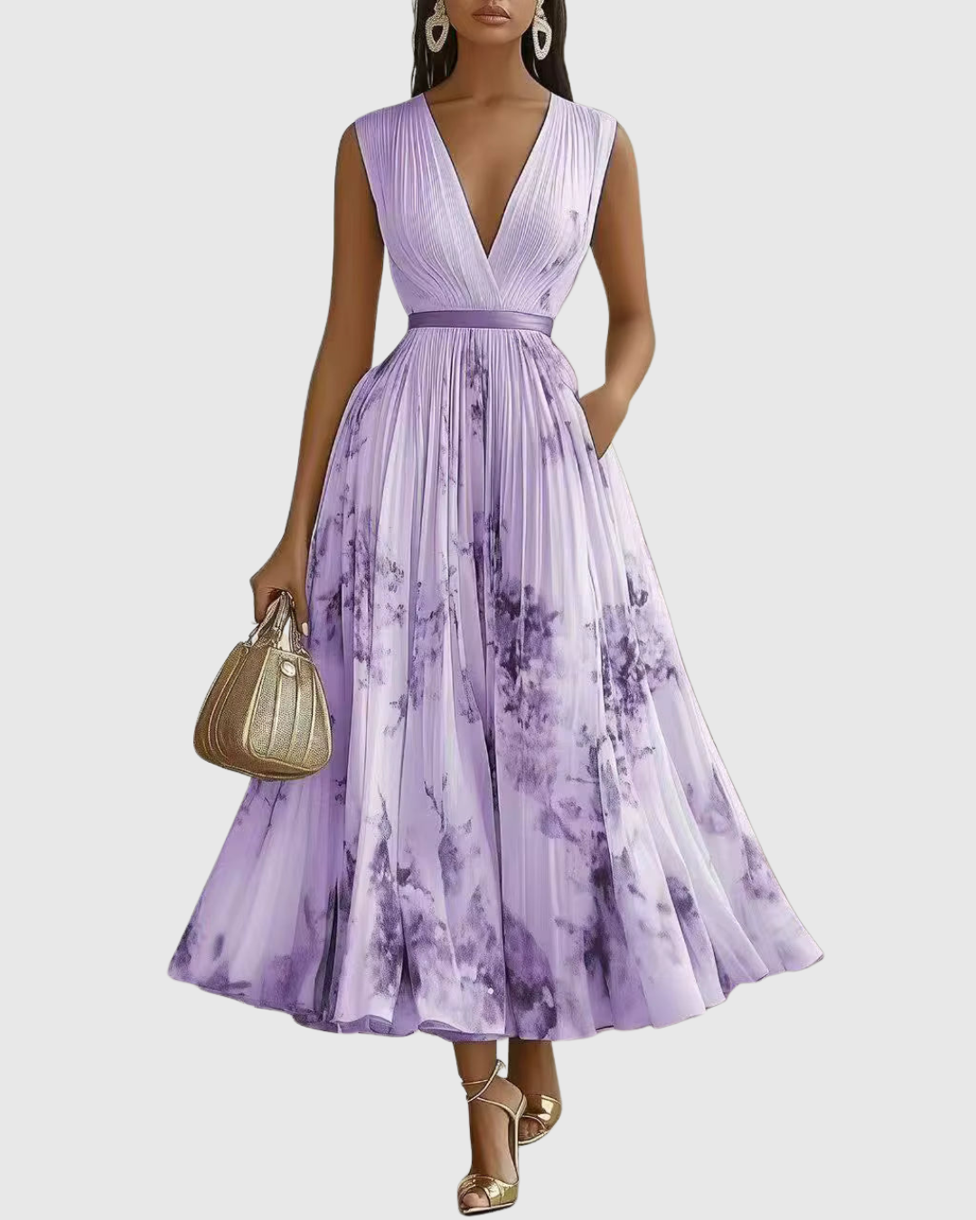Women's Elegant Pleated Maxi Dress | Seralynn™ View 15