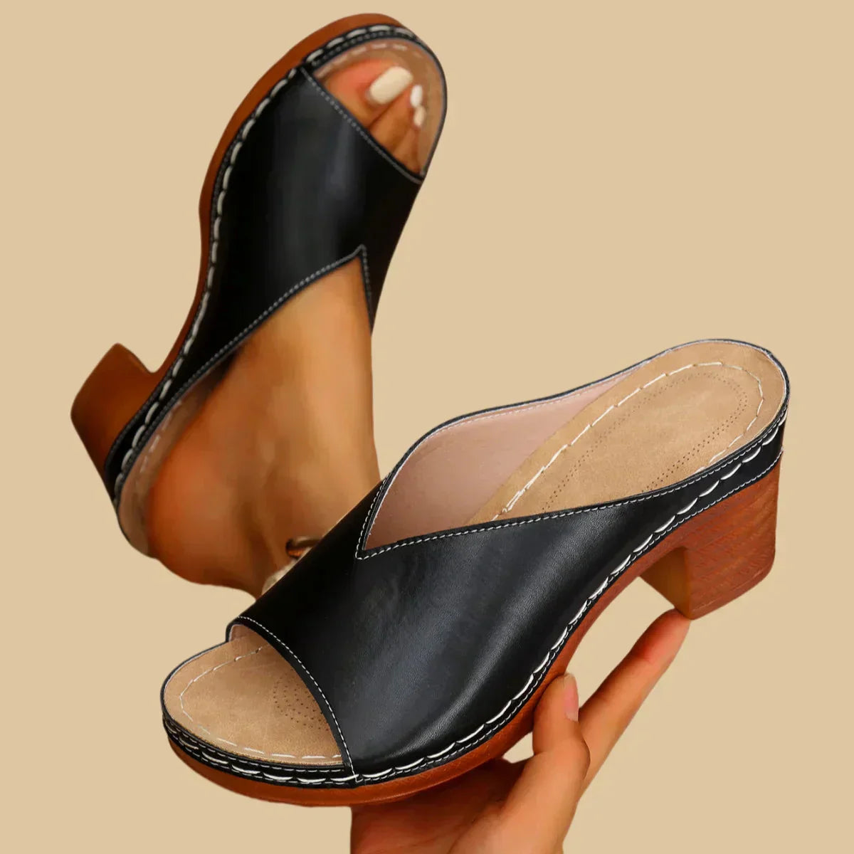 Women's Orthopedic Sandals | Thick Heels | Virellia™ Side