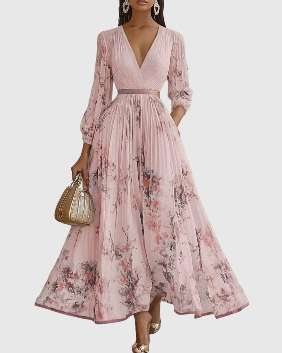 Women's Elegant Pleated Maxi Dress | Seralynn™ View 11
