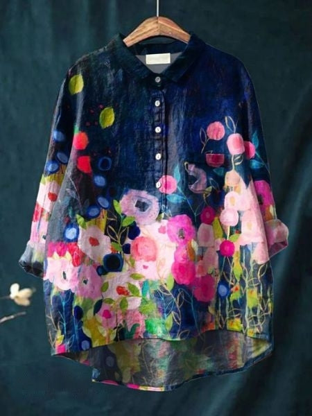 Women's Floral Blouse | Draped | Celestine™ Close Up