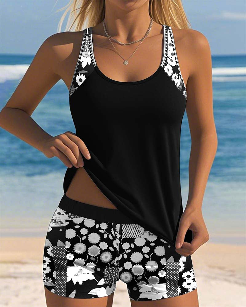 Women's Comfortable Two-Piece Swimsuit | Floral | Seralyx™ Back