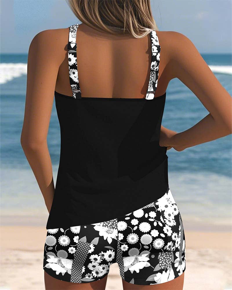 Women's Comfortable Two-Piece Swimsuit | Floral | Seralyx™ Close Up