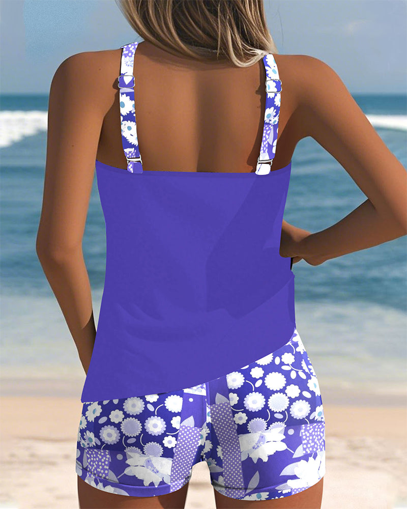 Women's Comfortable Two-Piece Swimsuit | Floral | Seralyx™ Side