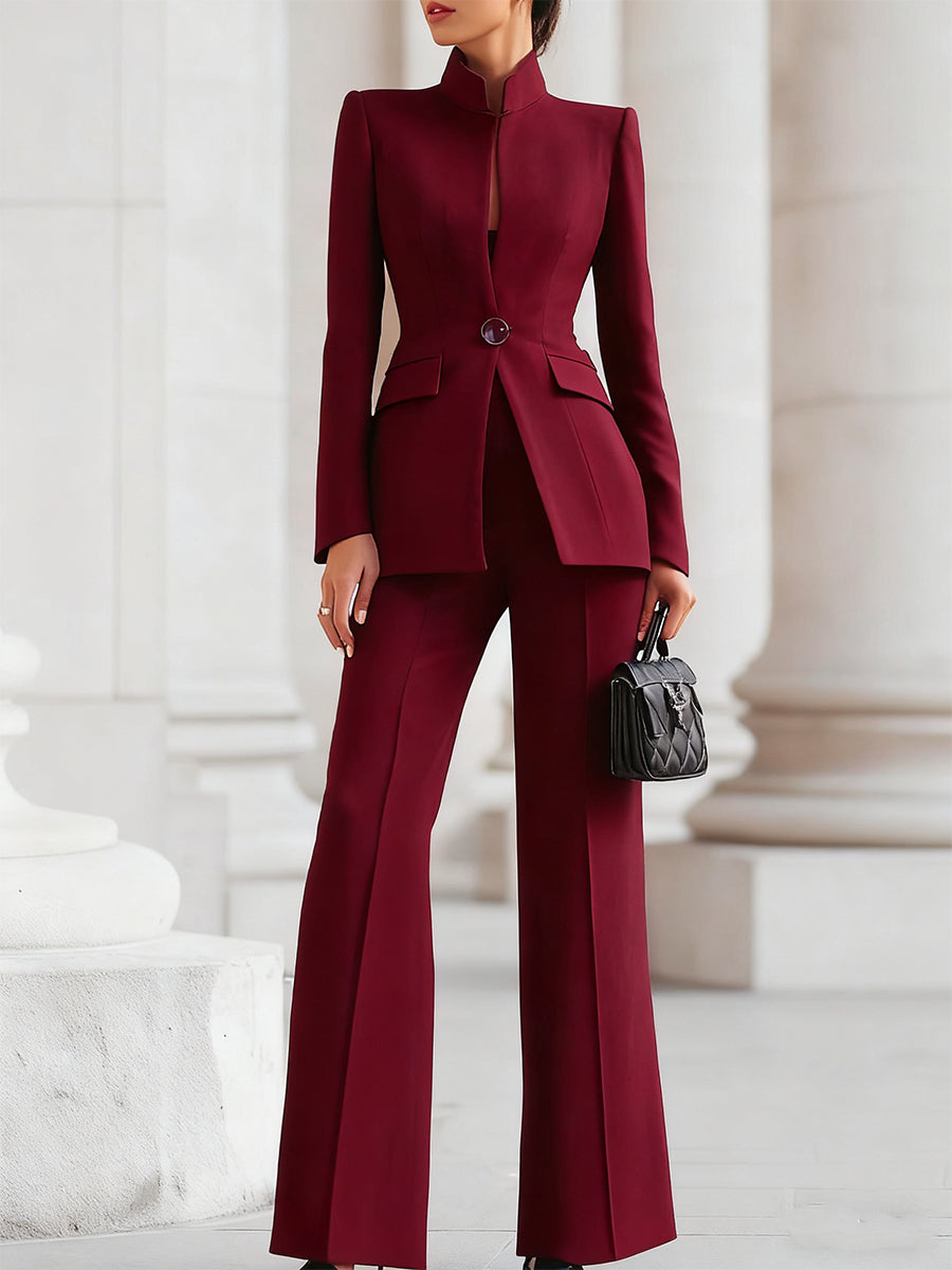Women's Elegant Blazer Trouser Suit | Avelaine™ Side