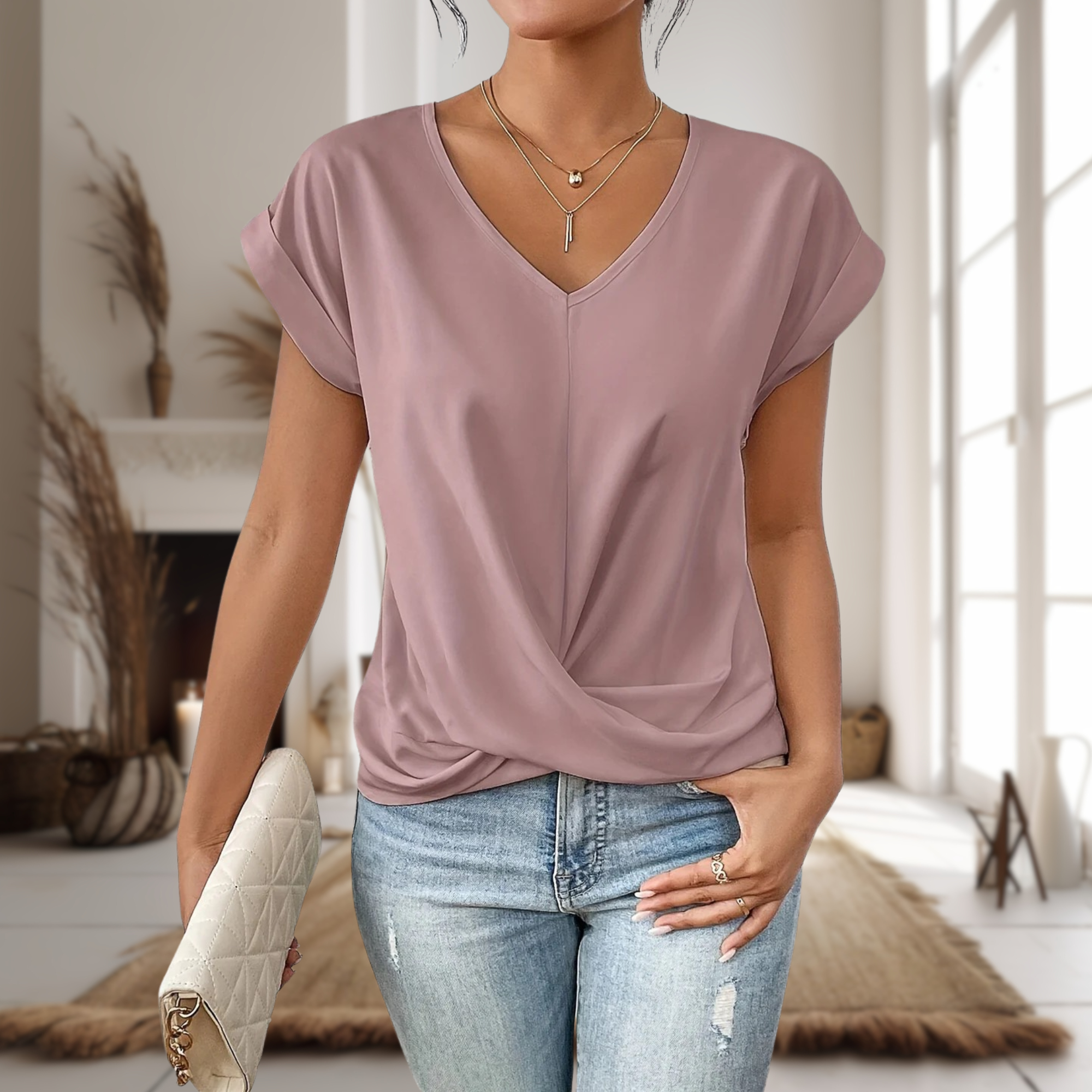 Women's Casual Sweetheart Neck Blouse | Lunaire™ Front