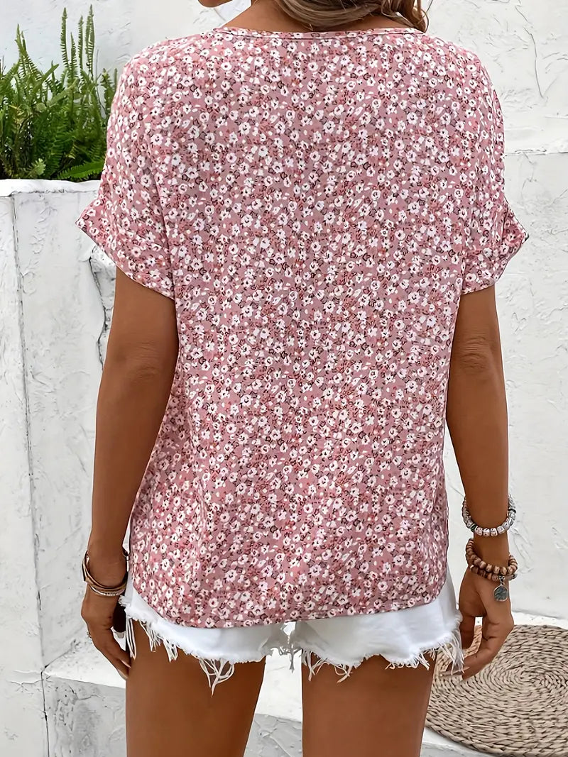 Women's Chic Floral Short Sleeve Blouse | Celeste™ Front