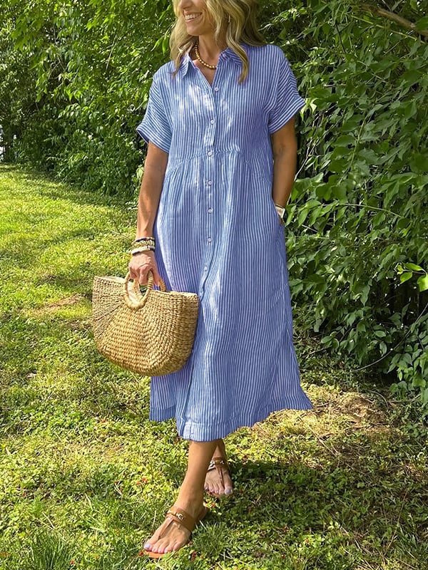 Women's Striped Shirt Dress | Valentara™ Hero
